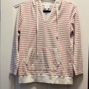 Sunday Pink and White Striped Hoodie